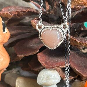 925 Sterling chocolate moonstone heart necklace
